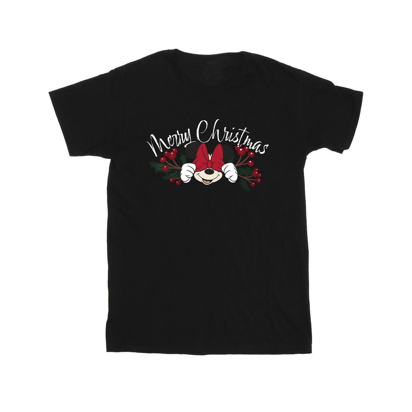 Minnie Mouse Christmas Holly Tshirt Mädchen Schwarz 104 von Disney