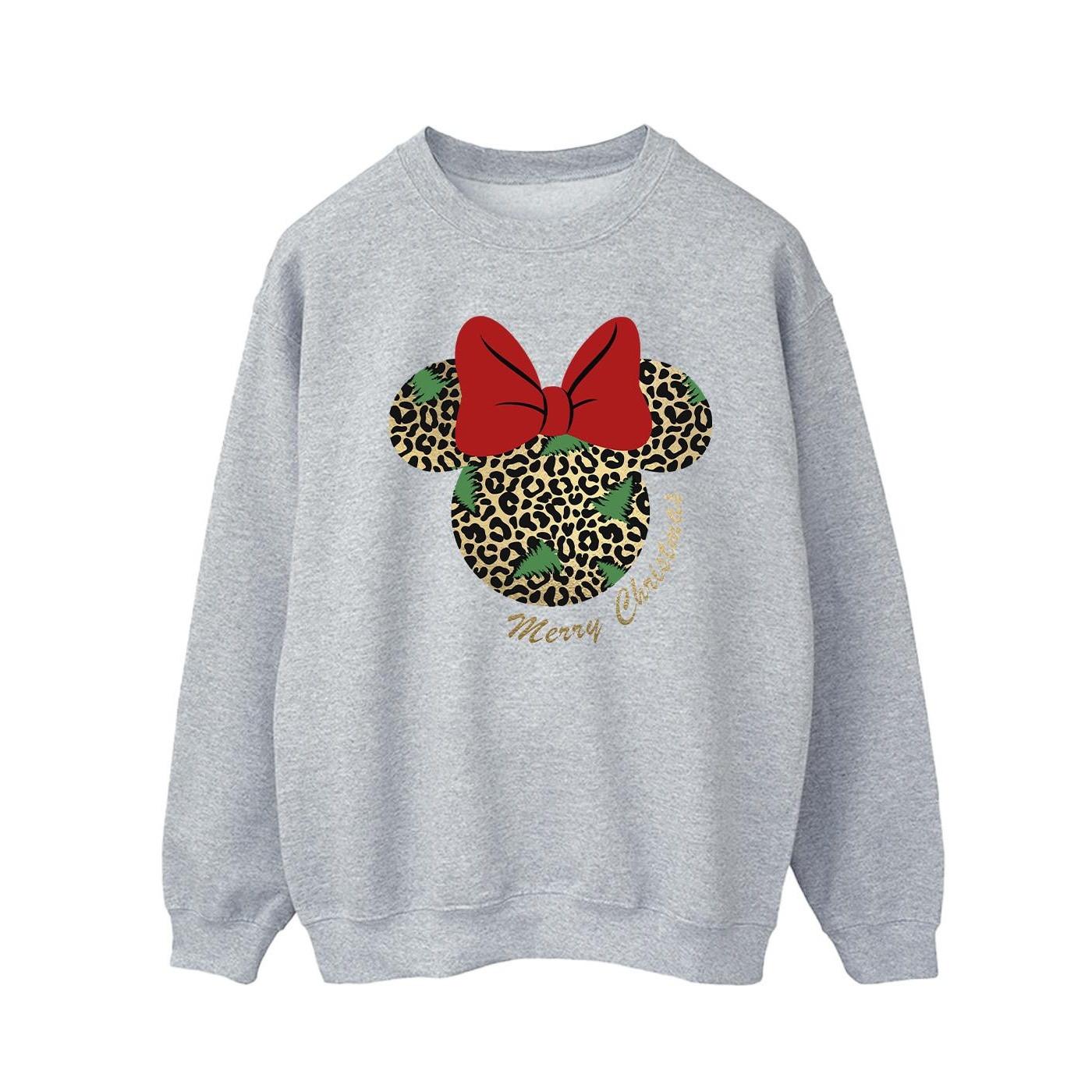Minnie Mouse Leopard Christmas Sweatshirt Herren Grau 3XL von Disney