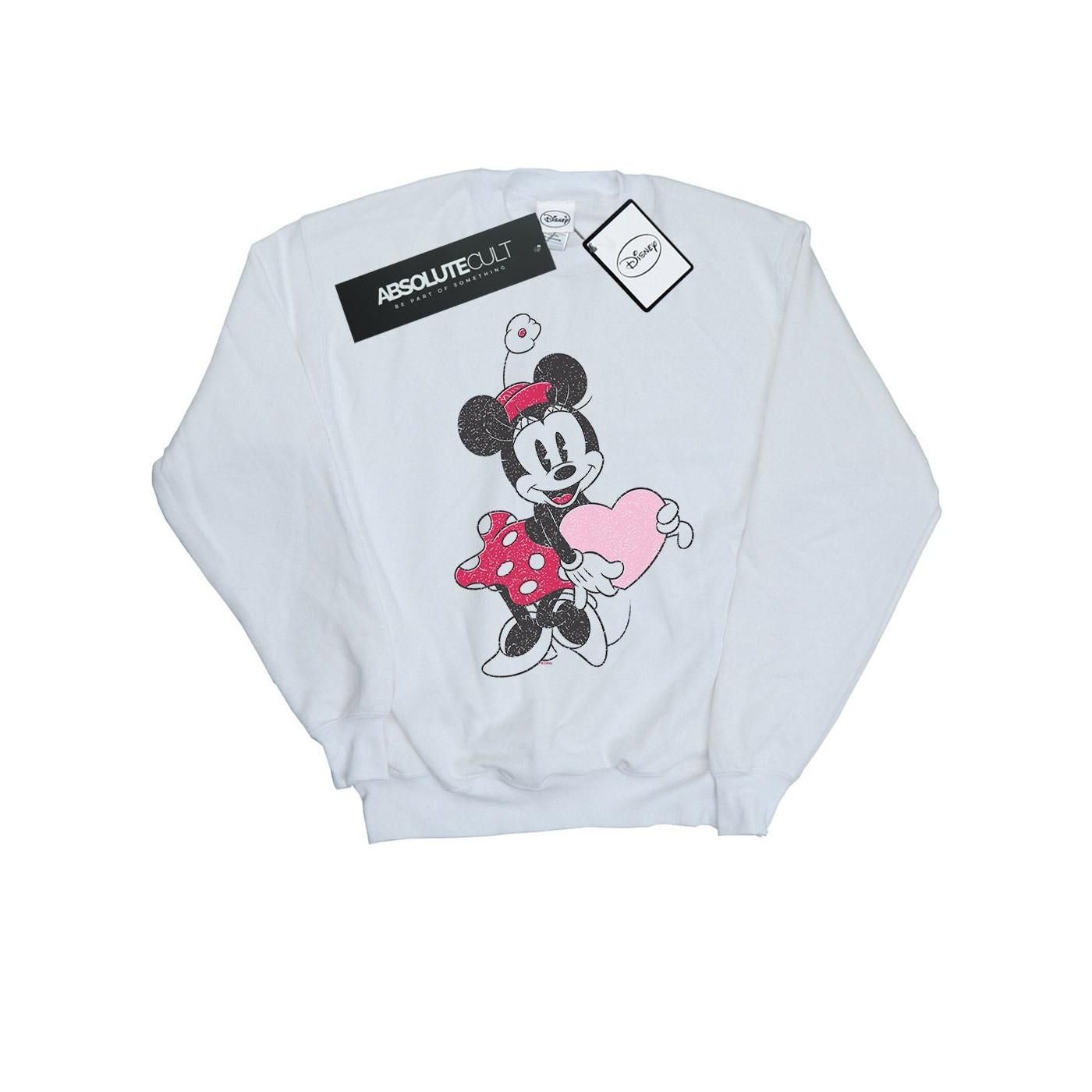 Minnie Mouse Love Heart Sweatshirt Damen Weiss L von Disney