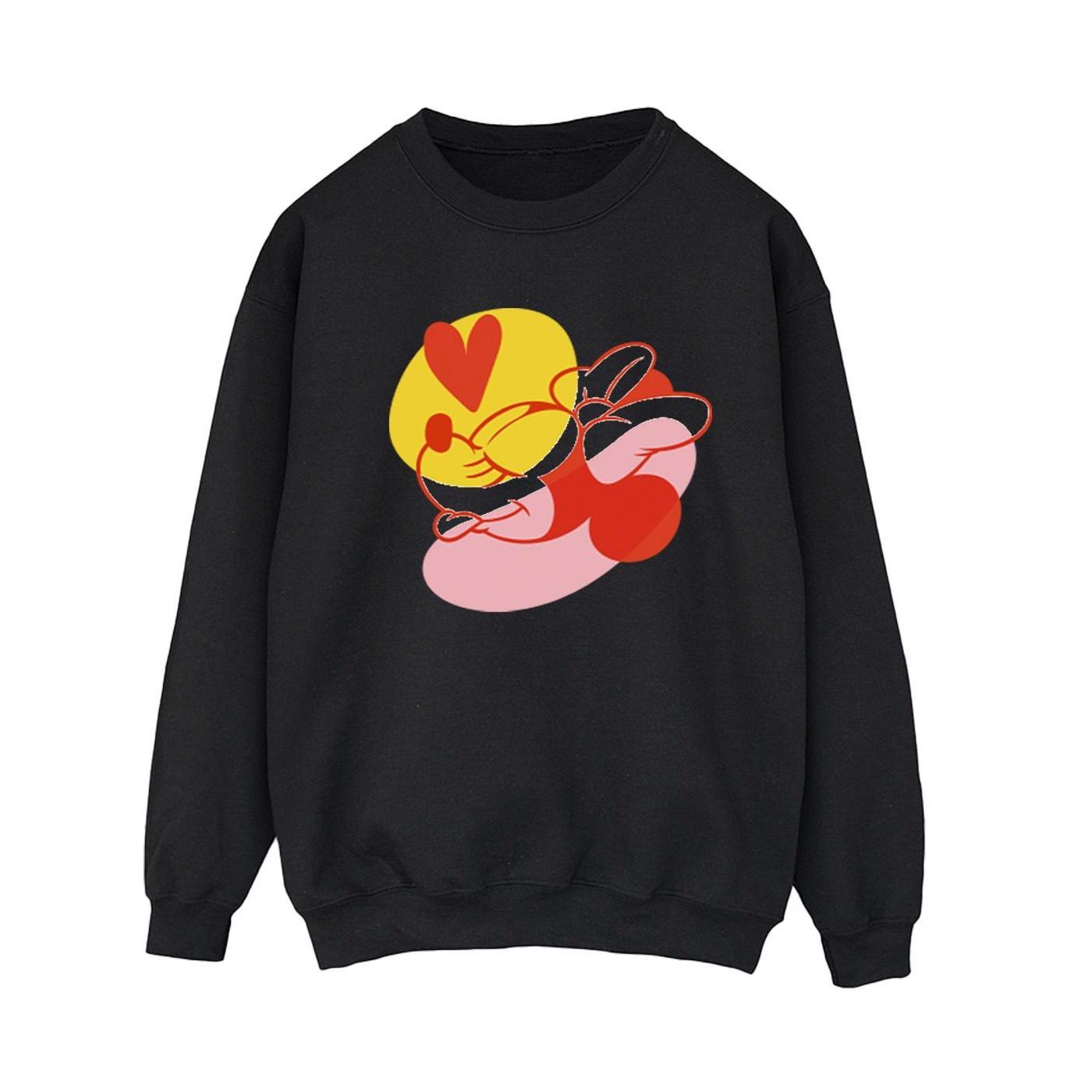 Minnie Mouse Tongue Heart Sweatshirt Damen Schwarz S von Disney