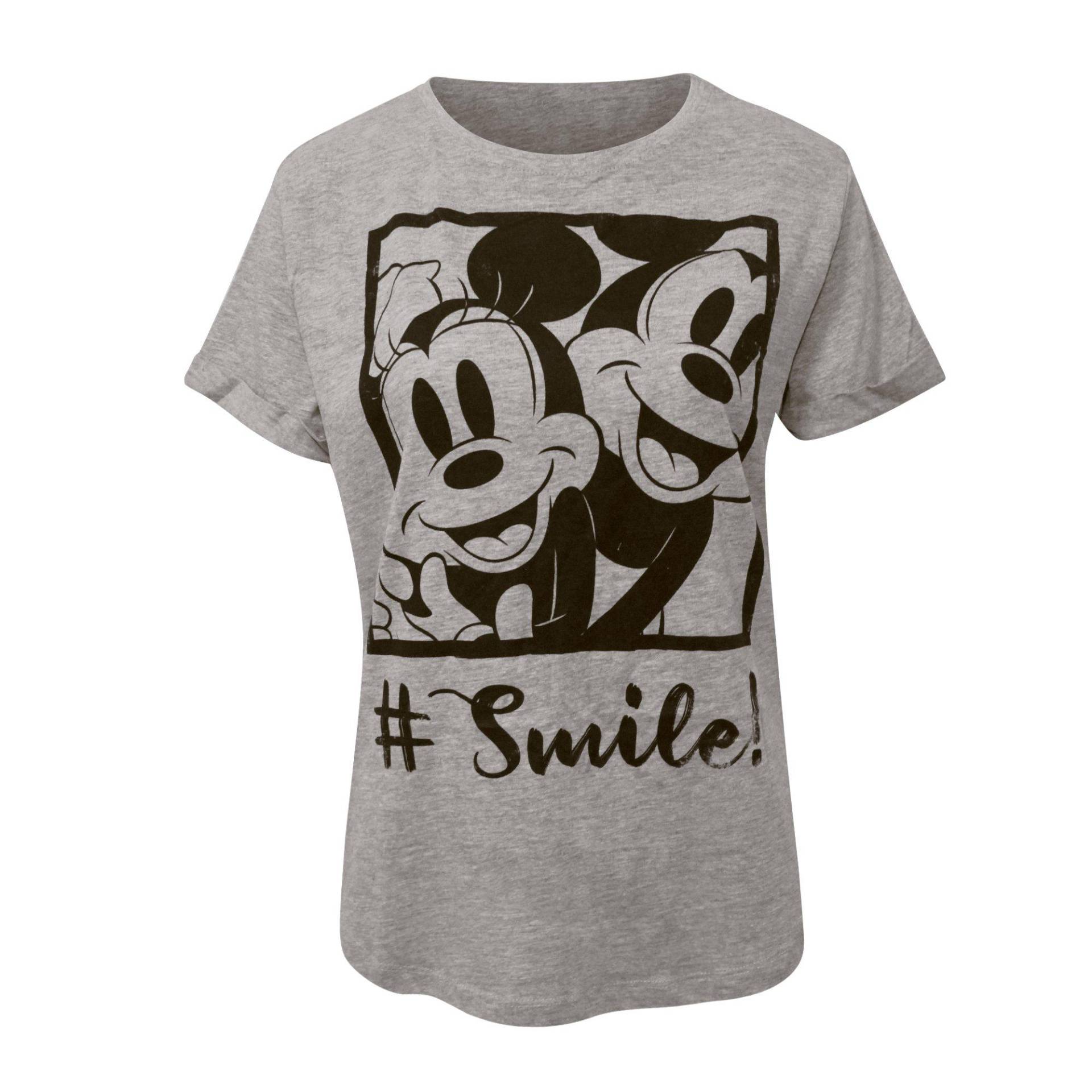 Smile Tshirt Damen Grau XL von Disney