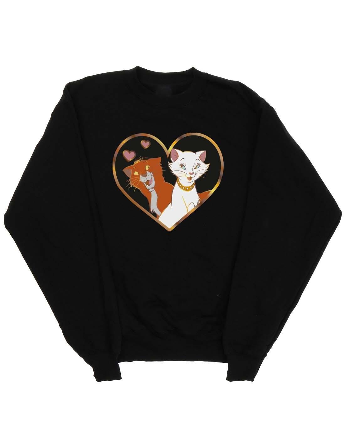 The Aristocats Heart Sweatshirt Damen Schwarz M von Disney