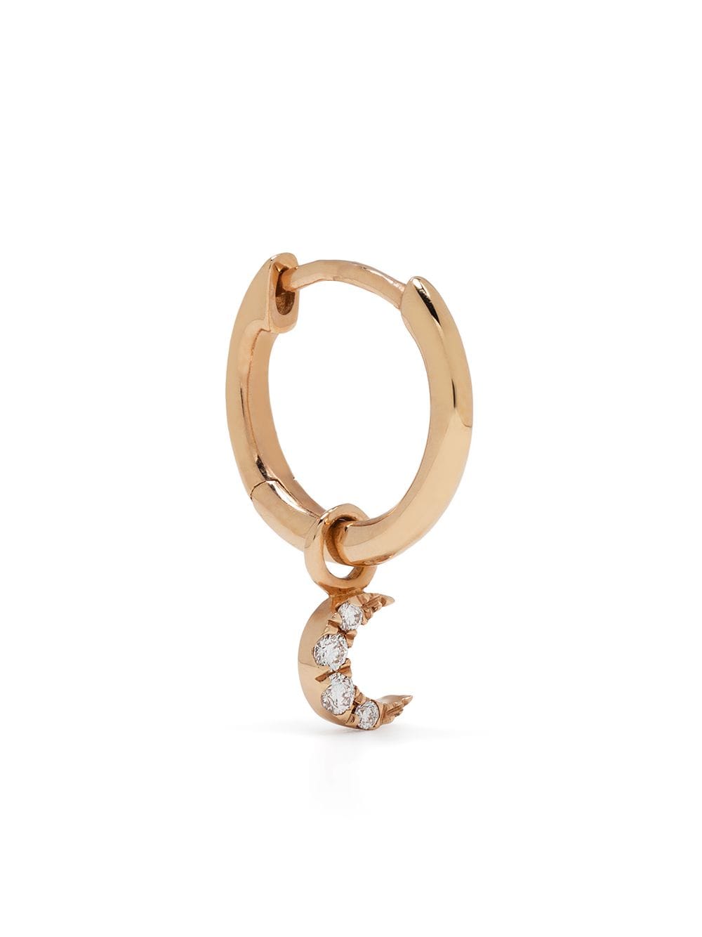 Djula 18kt rose gold diamond single moon hoop earring - Pink von Djula