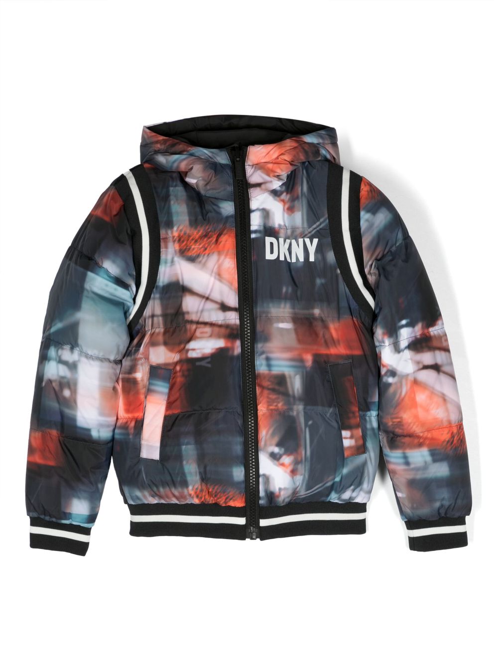 Dkny Kids NYC Lights reversible puffer jacket - Black von Dkny Kids