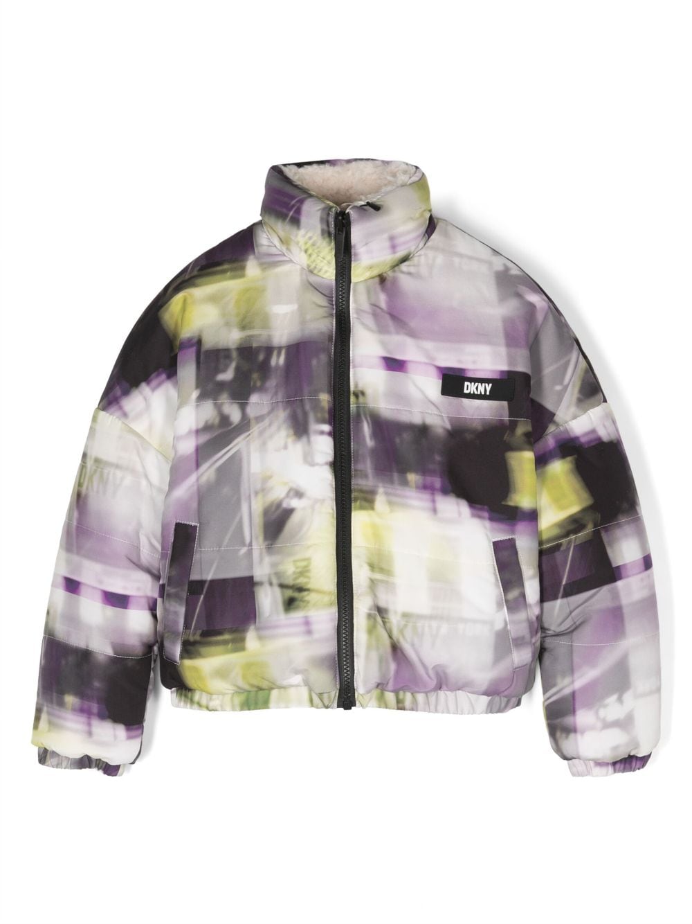 Dkny Kids abstract-print reversible padded jacket - Purple von Dkny Kids