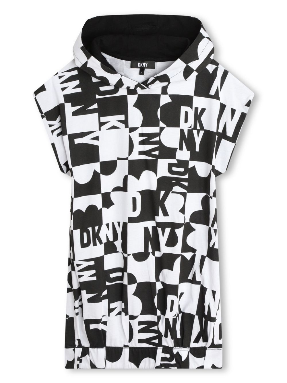 Dkny Kids checkerboard logo-print hoodie dress - Black von Dkny Kids