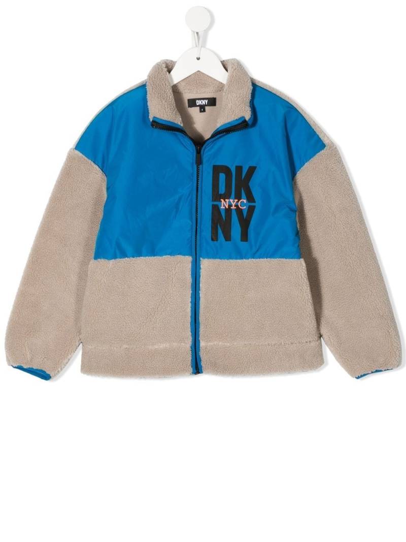 Dkny Kids faux-shearling panelled bomber jacket - Grey von Dkny Kids
