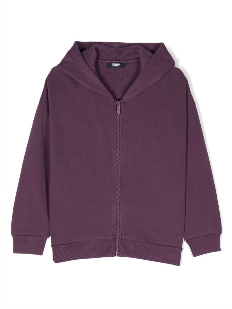 Dkny Kids logo-appliqué hooded cardigan - Purple von Dkny Kids