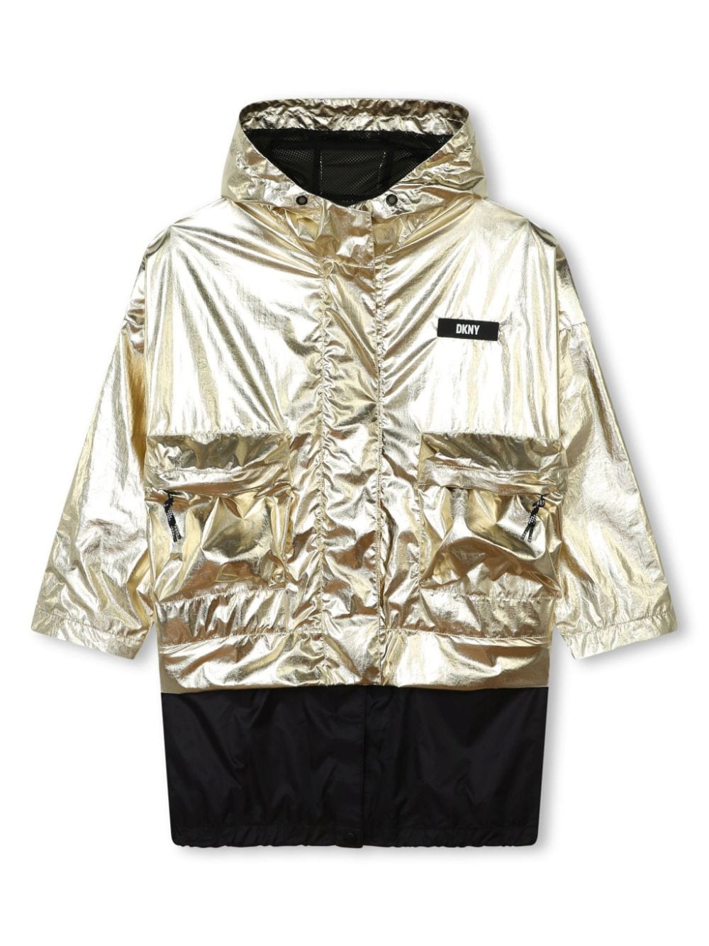 Dkny Kids logo-appliqué metallic-finish jacket - Gold von Dkny Kids