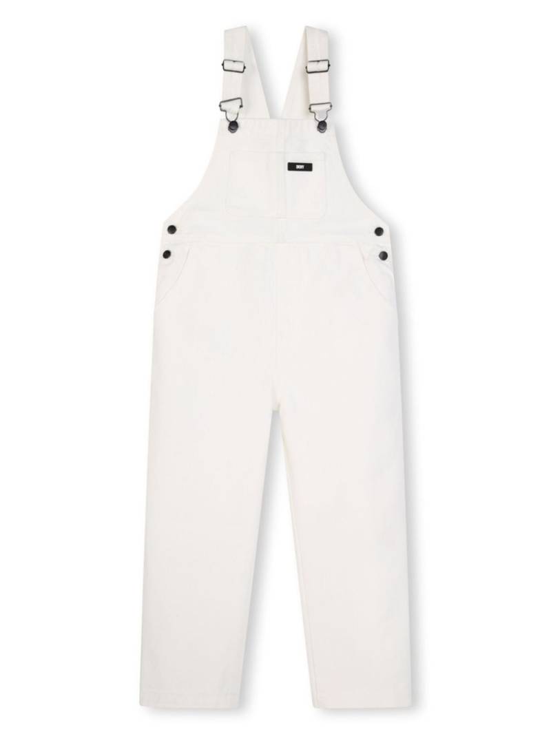 Dkny Kids logo-patch cotton dungarees - White von Dkny Kids