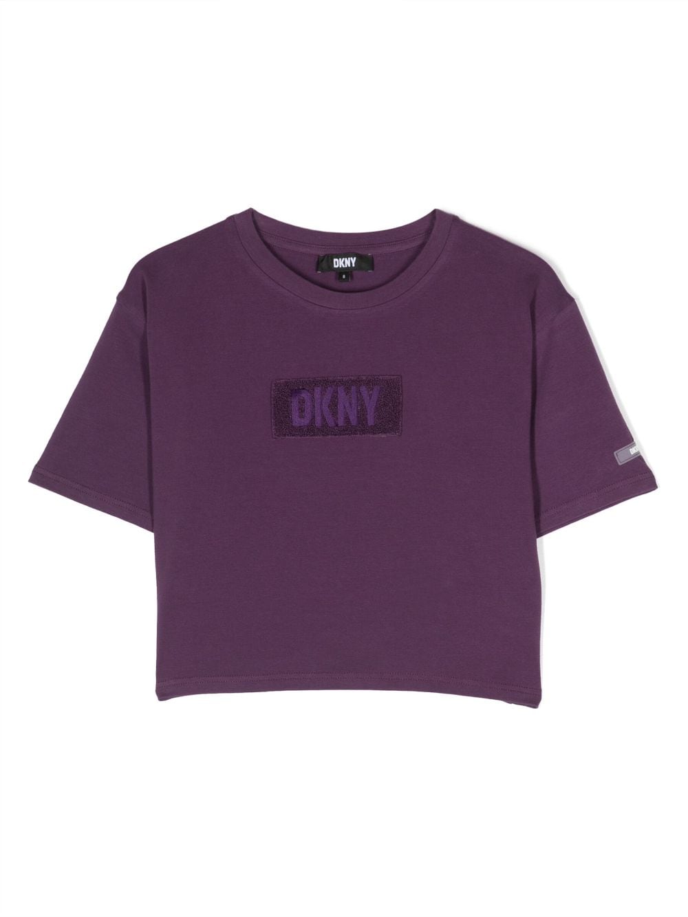 Dkny Kids logo-patch cropped T-shirt - Purple