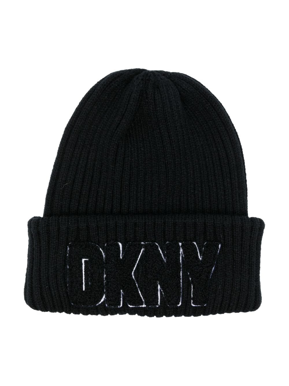 Dkny Kids logo-patch ribbed beanie - Black von Dkny Kids