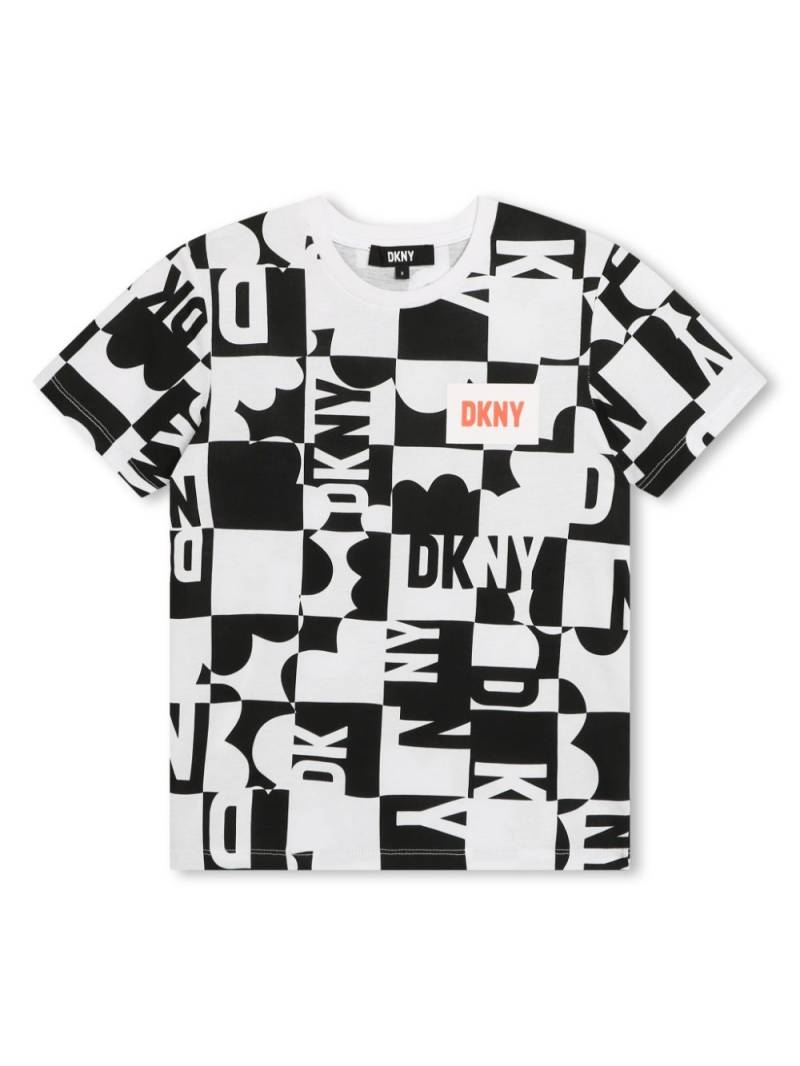 Dkny Kids logo-print checked cotton T-shirt - White von Dkny Kids