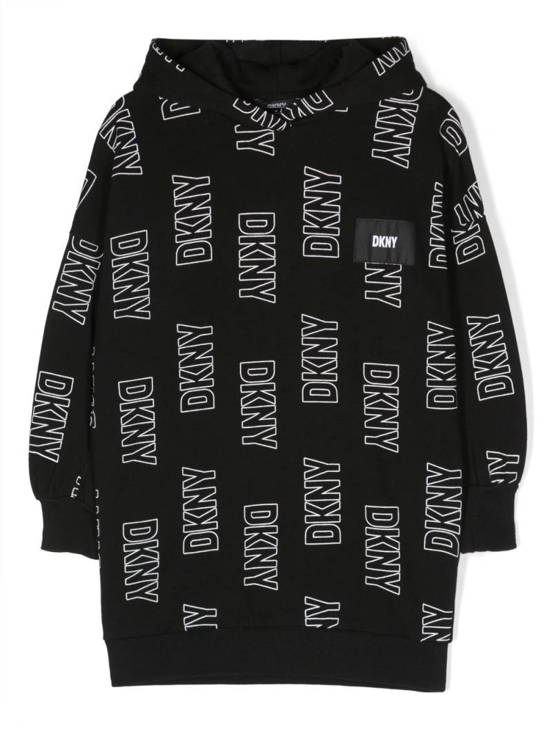 Dkny Kids logo-print cotton hooded dress - Black von Dkny Kids