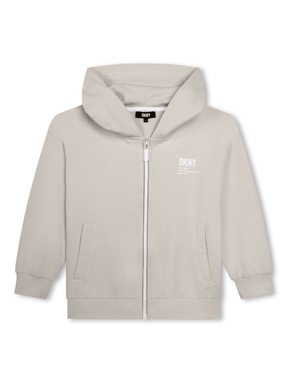 Dkny Kids logo-print cotton zip-up hoodie - Neutrals von Dkny Kids