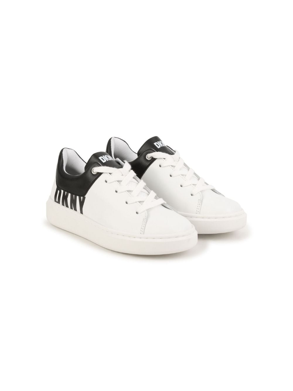 Dkny Kids logo-print lace-up leather sneakers - White von Dkny Kids