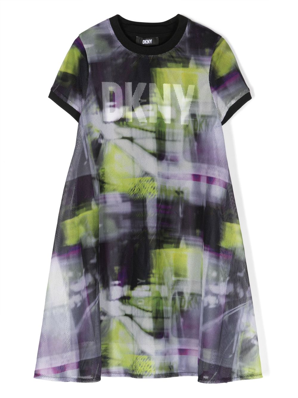 Dkny Kids logo-print mesh-overlay dress - Green von Dkny Kids