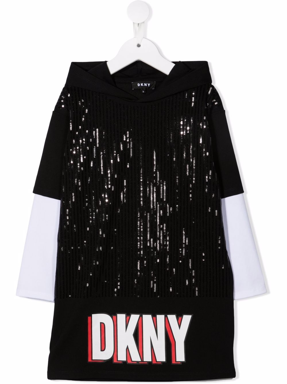 Dkny Kids logo-print sequin-embellished hooded jumper dress - Black von Dkny Kids