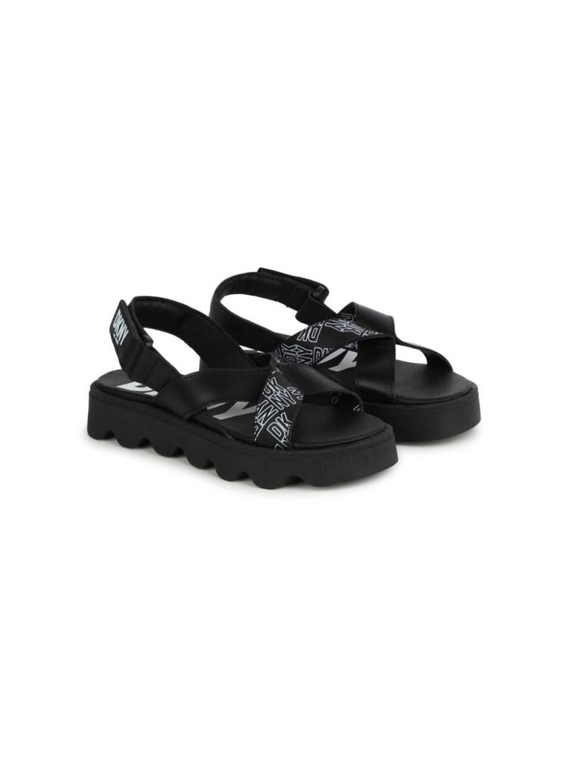 Dkny Kids logo-strap leather sandals - Black von Dkny Kids