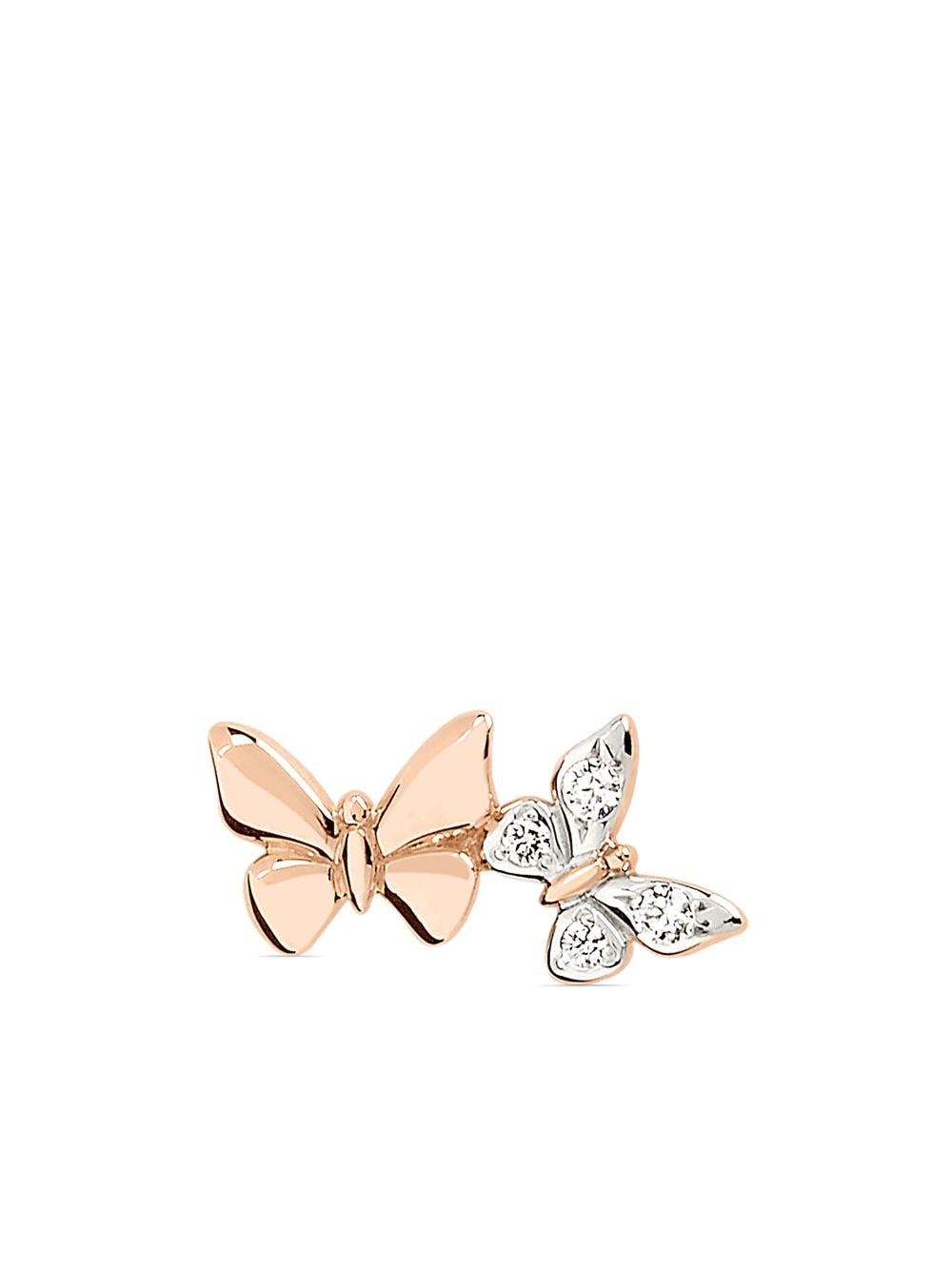 Dodo 9kt rose gold Butterfly diamond stud earring - Pink von Dodo