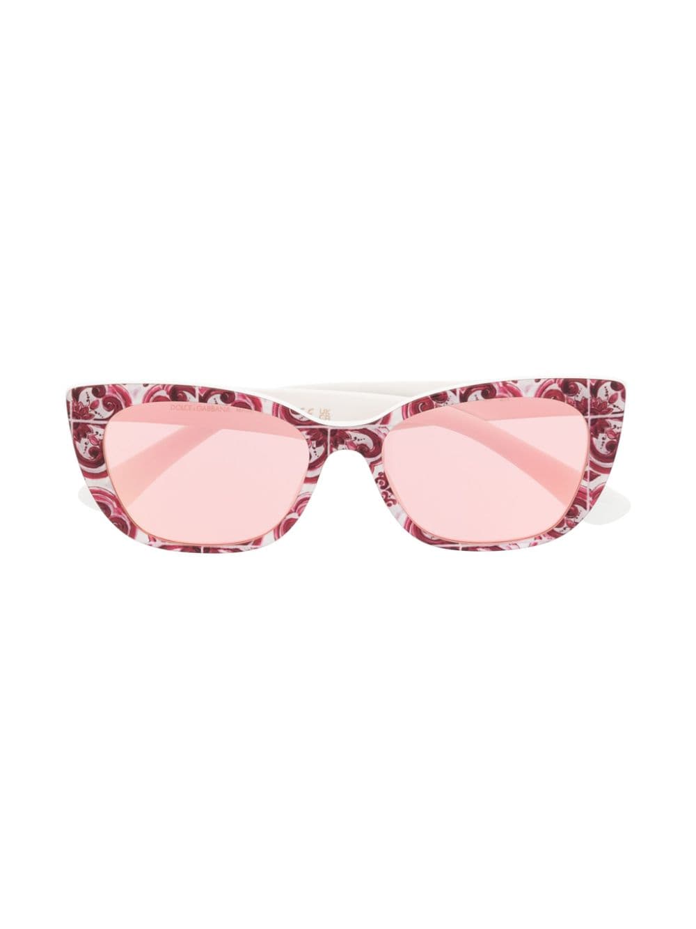Dolce & Gabbana Eyewear Majolica-print butterfly-frame sunglasses - White von Dolce & Gabbana Eyewear