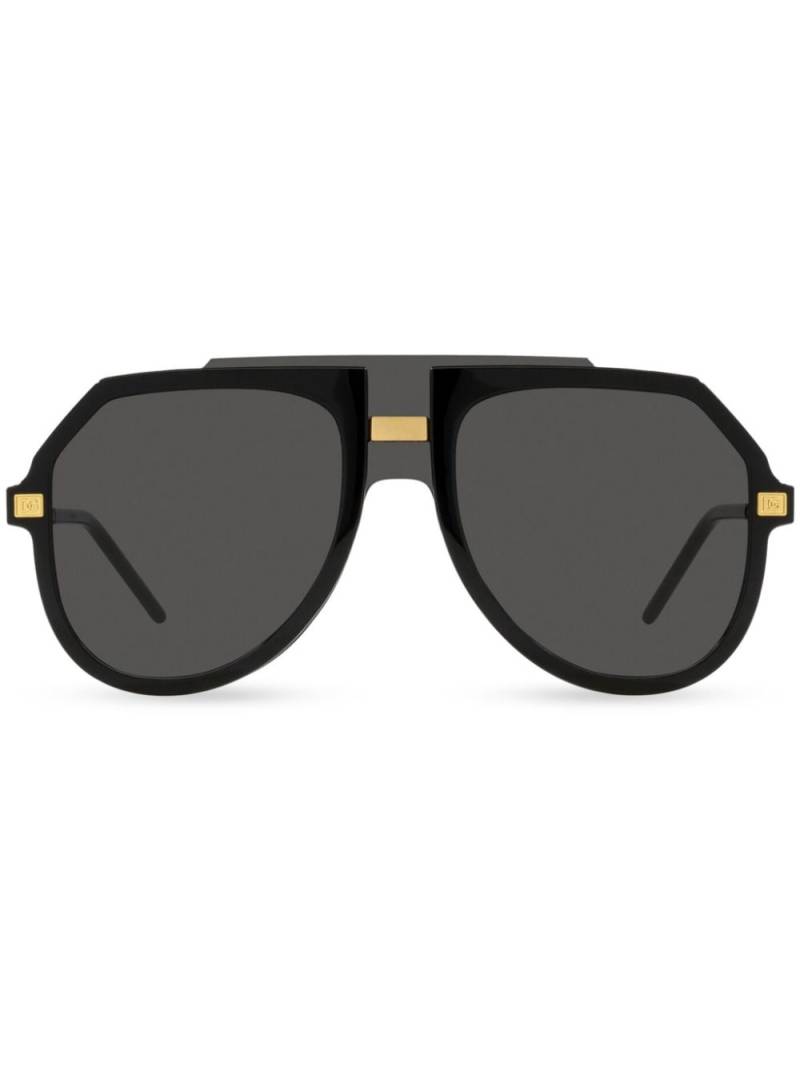 Dolce & Gabbana Eyewear logo-engraved oversize-frame sunglasses - Black von Dolce & Gabbana Eyewear