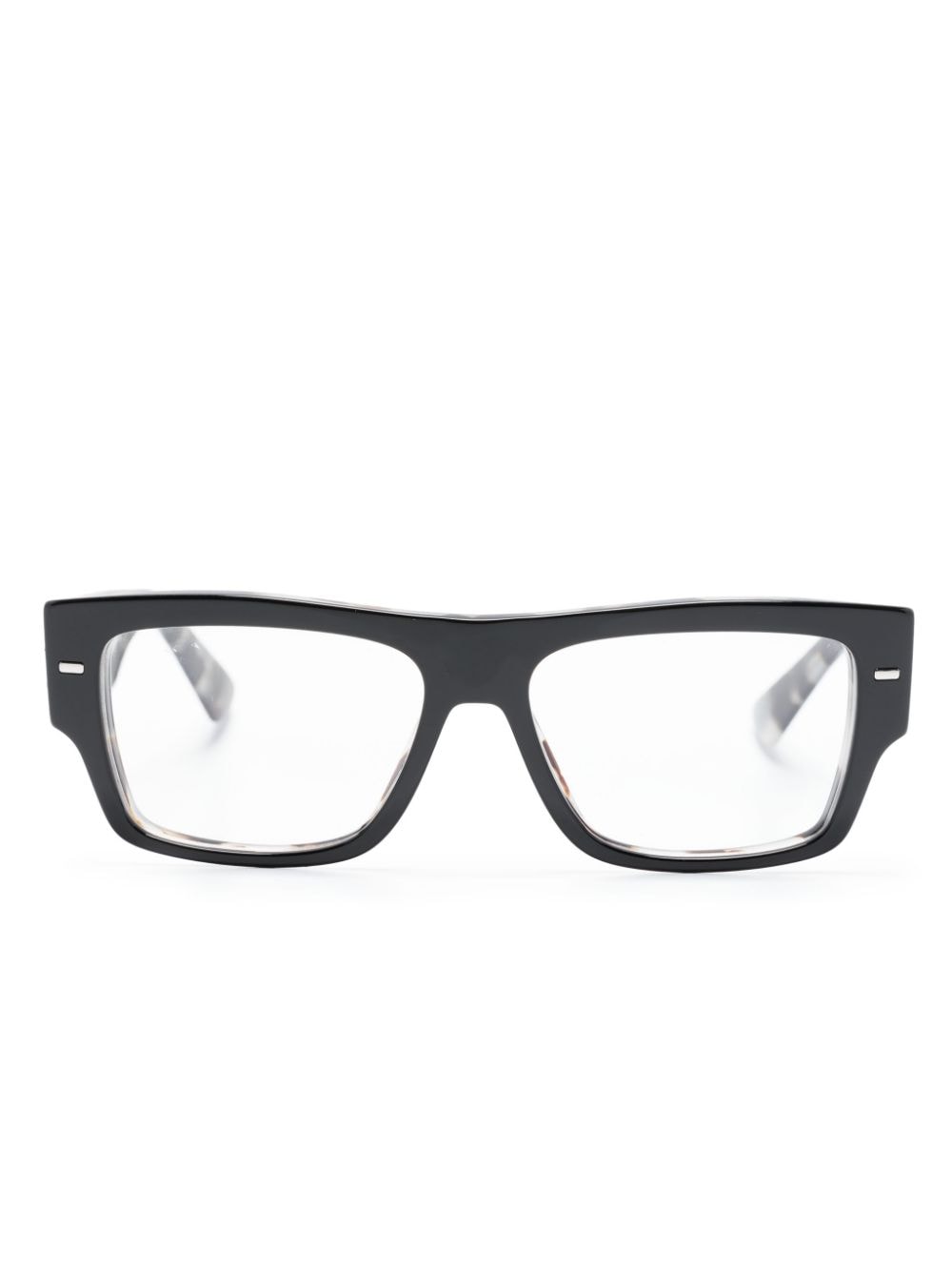 Dolce & Gabbana Eyewear logo engraved rectangle-frame glasses - Black von Dolce & Gabbana Eyewear