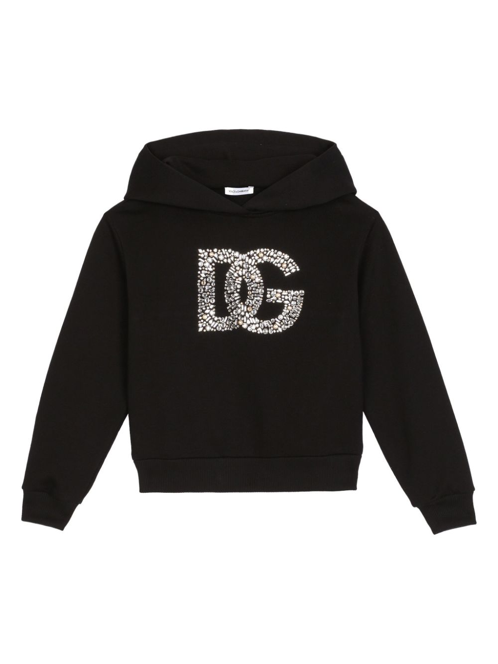 Dolce & Gabbana Kids DG-rhinestone cotton hoodie - Black von Dolce & Gabbana Kids