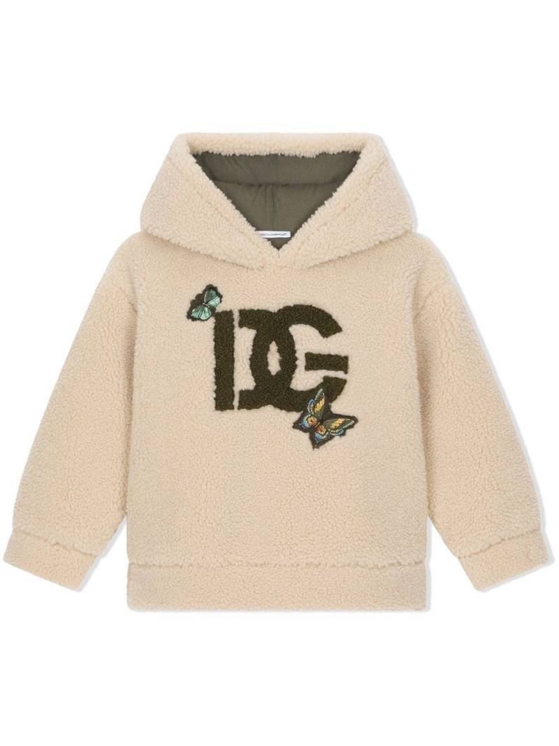 Dolce & Gabbana Kids butterfly logo-patch hoodie - Neutrals von Dolce & Gabbana Kids