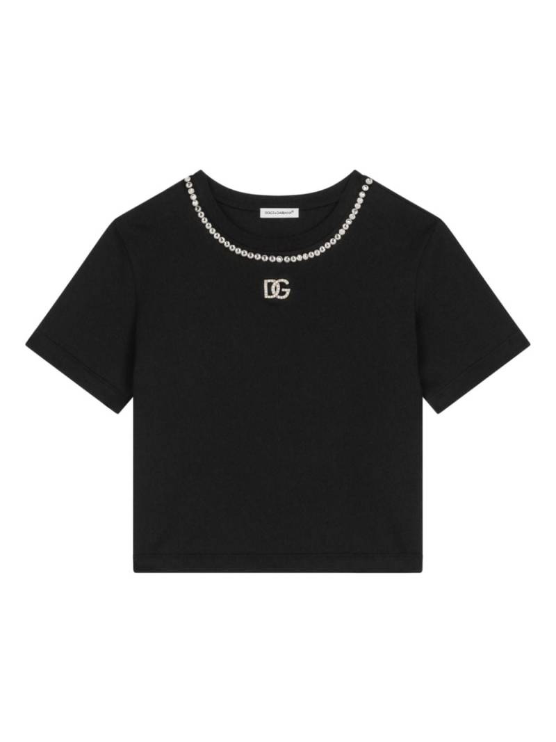 Dolce & Gabbana Kids crystal-embellished cotton T-shirt - Black von Dolce & Gabbana Kids