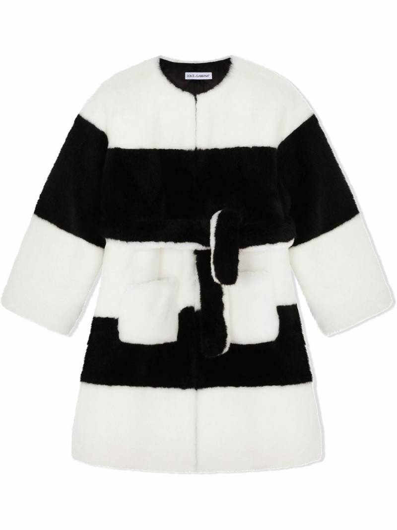 Dolce & Gabbana Kids faux fur striped coat - Black von Dolce & Gabbana Kids