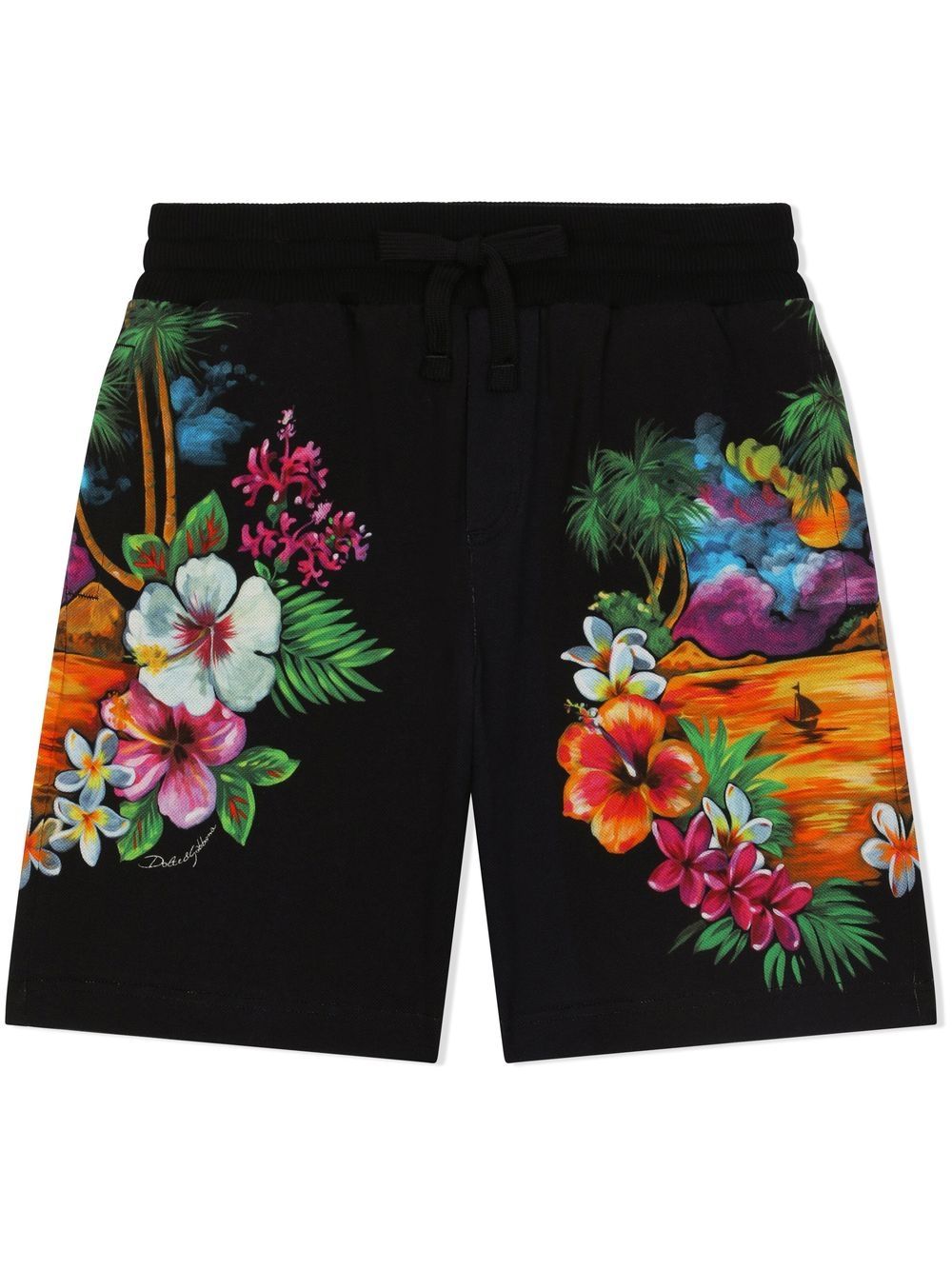 Dolce & Gabbana Kids floral-print cotton shorts - Black von Dolce & Gabbana Kids