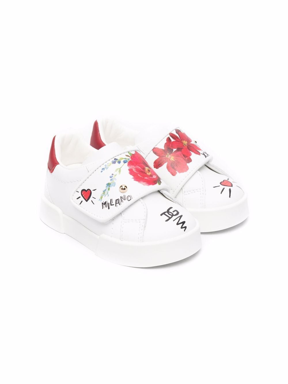 Dolce & Gabbana Kids floral-print touch-strap sneakers - White von Dolce & Gabbana Kids