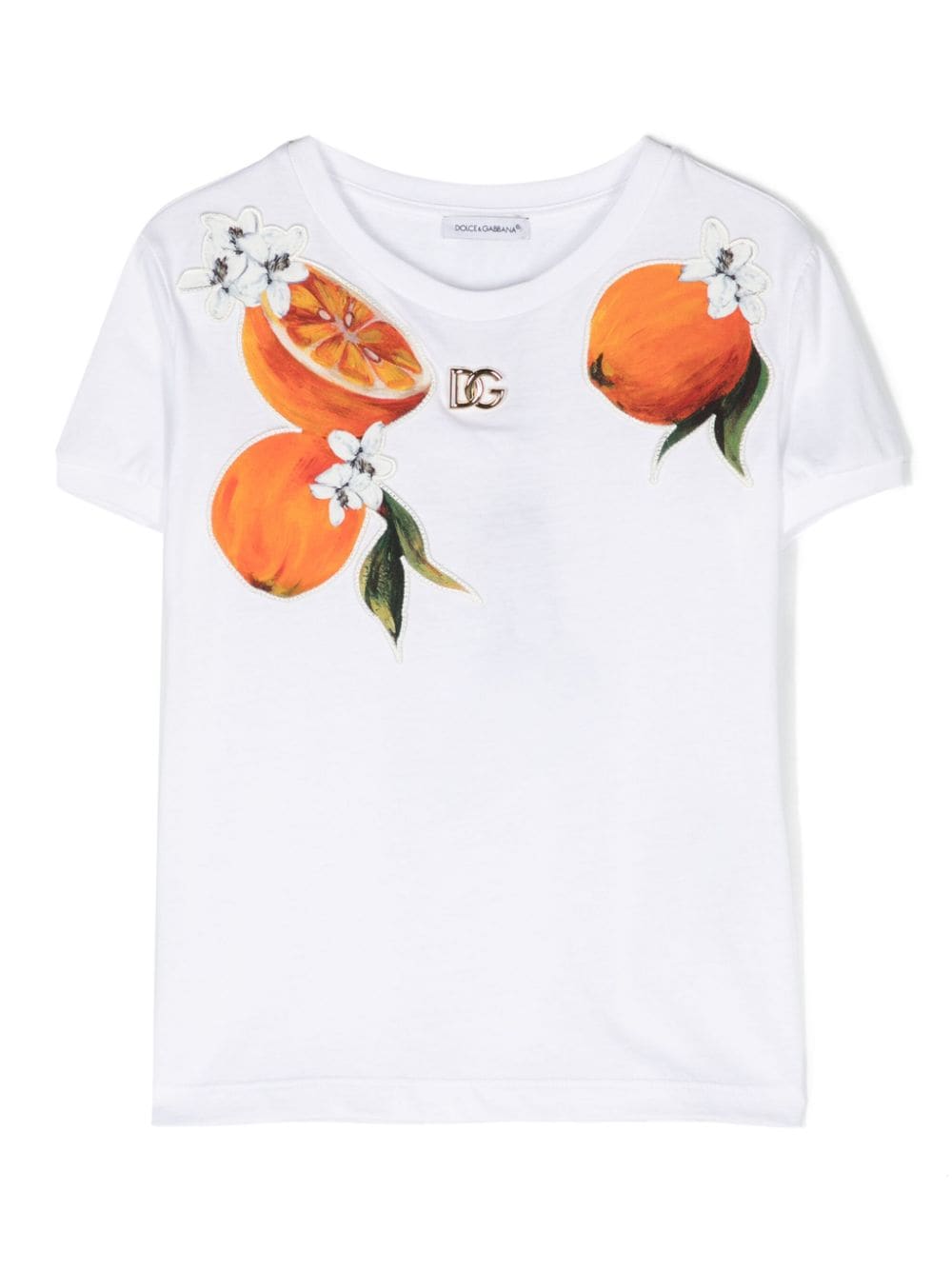 Dolce & Gabbana Kids fruit-embroidered logo-plaque T-shirt - White von Dolce & Gabbana Kids