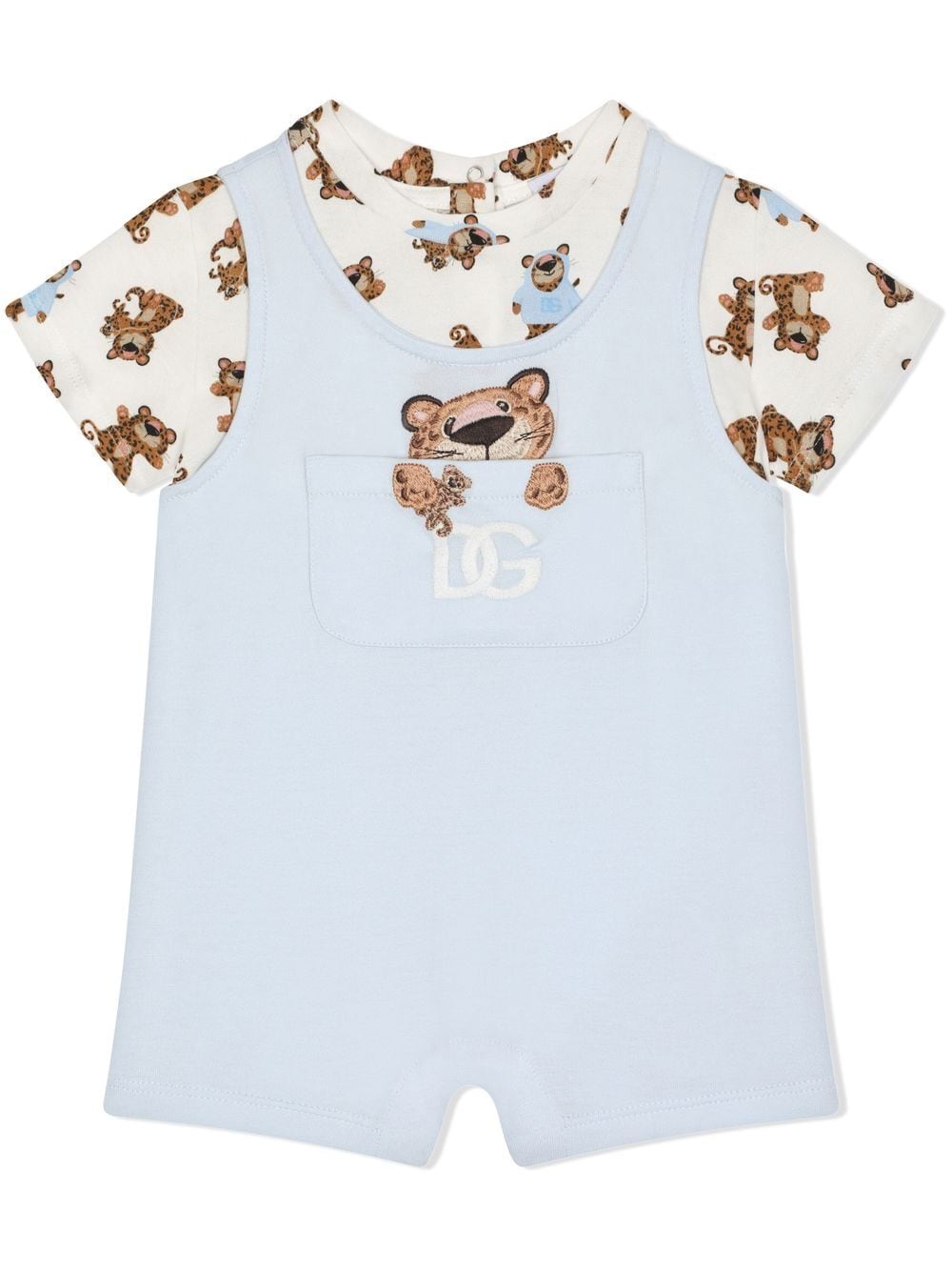 Dolce & Gabbana Kids leopard-print short-sleeve onesie - Blue von Dolce & Gabbana Kids