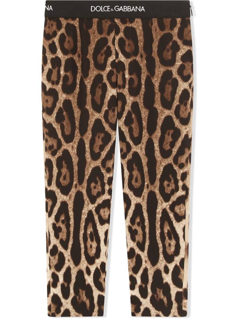 Dolce & Gabbana Kids leopard-print stretch-silk leggings - Brown von Dolce & Gabbana Kids