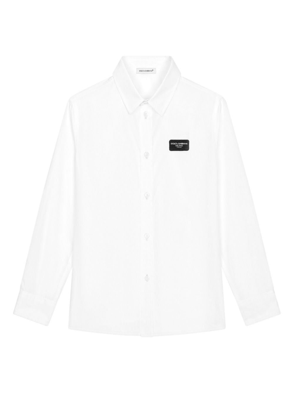Dolce & Gabbana Kids logo-appliqué cotton shirt - White von Dolce & Gabbana Kids