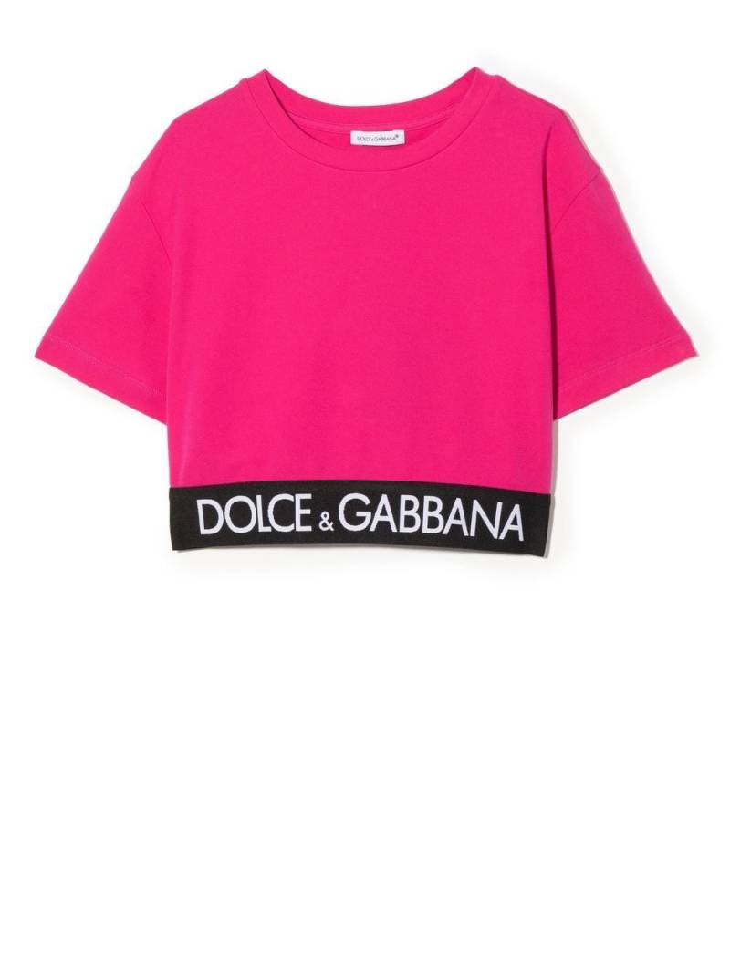 Dolce & Gabbana Kids logo-underband cotton T-shirt - Pink von Dolce & Gabbana Kids