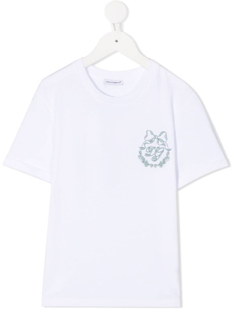 Dolce & Gabbana Kids logo-embroidered T-shirt - White von Dolce & Gabbana Kids