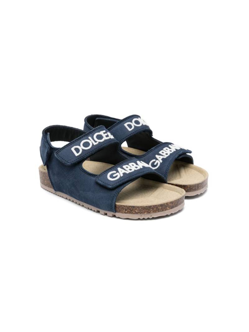 Dolce & Gabbana Kids logo-embroidered touch-strap sandals - Blue von Dolce & Gabbana Kids