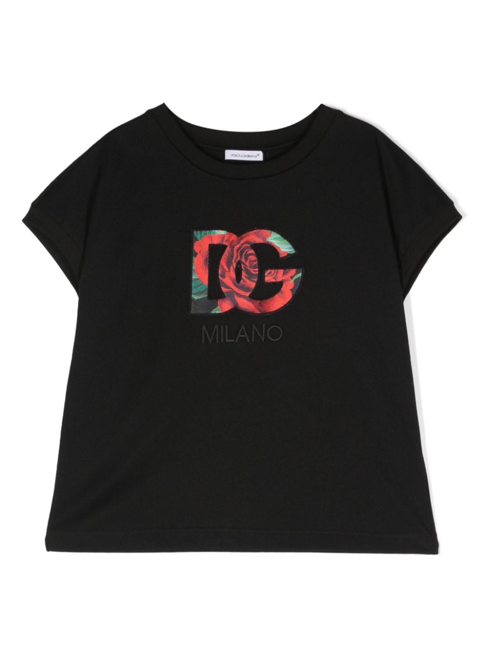 Dolce & Gabbana Kids logo-patch cotton T-shirt - Black von Dolce & Gabbana Kids