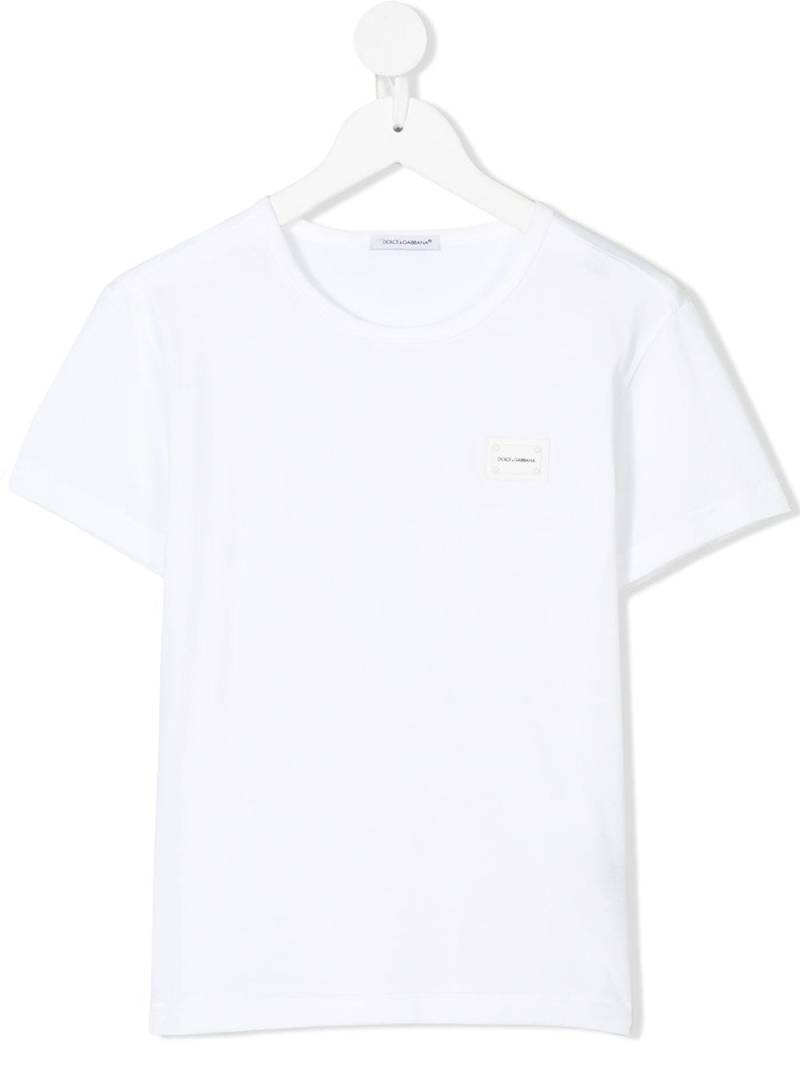 Dolce & Gabbana Kids logo-tag cotton T-shirt - White von Dolce & Gabbana Kids