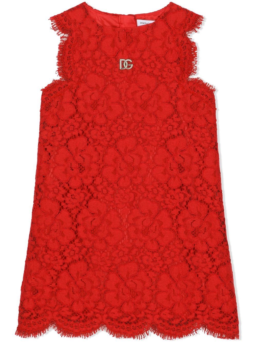 Dolce & Gabbana Kids cordonetto-lace midi dress - Red von Dolce & Gabbana Kids