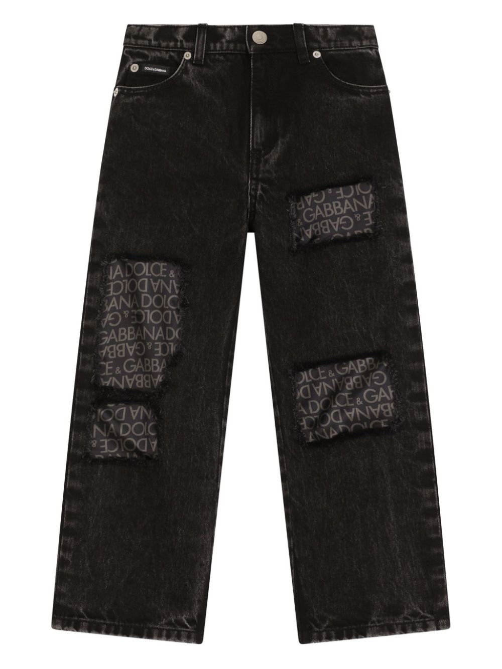 Dolce & Gabbana Kids logo-print patchwork jeans - Black von Dolce & Gabbana Kids