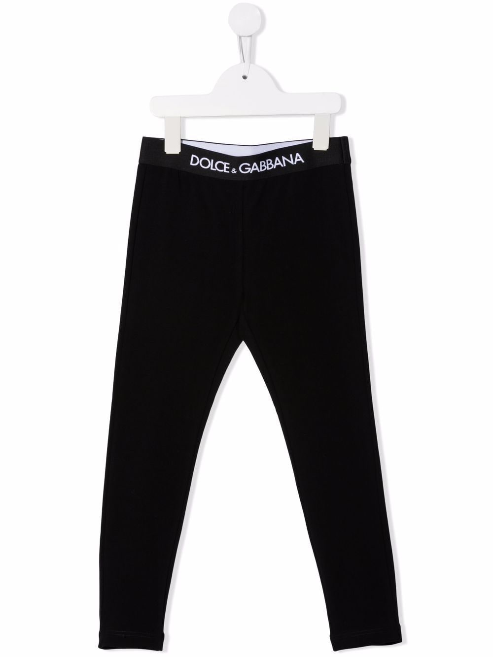 Dolce & Gabbana Kids logo-waistband cotton leggings - Black von Dolce & Gabbana Kids