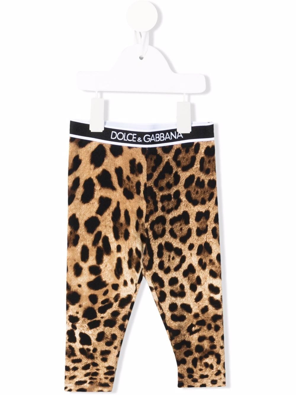 Dolce & Gabbana Kids logo-waistband leopard-print leggings - Neutrals von Dolce & Gabbana Kids