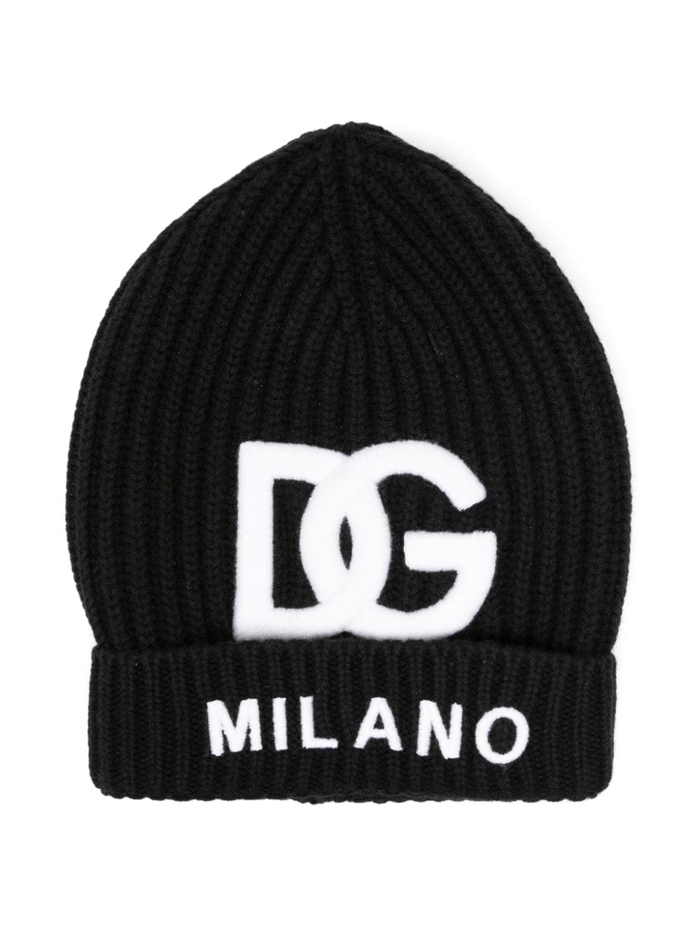 Dolce & Gabbana Kids raised-logo ribbed beanie - Black von Dolce & Gabbana Kids