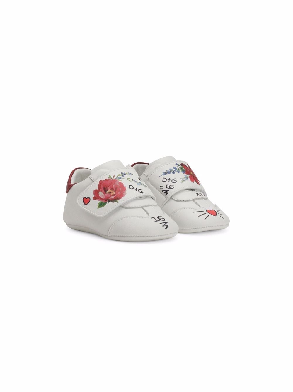 Dolce & Gabbana Kids floral-print leather sneakers - White von Dolce & Gabbana Kids
