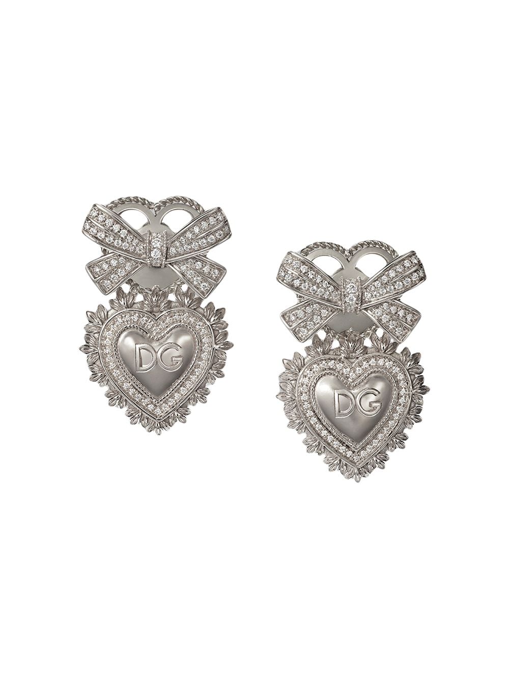 Dolce & Gabbana 18kt white gold Devotion diamond sacred heart earrings - Silver von Dolce & Gabbana