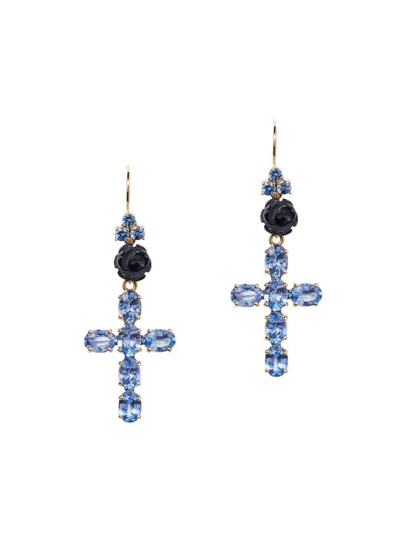 Dolce & Gabbana 18kt yellow gold Family cross sapphire and jade earrings von Dolce & Gabbana